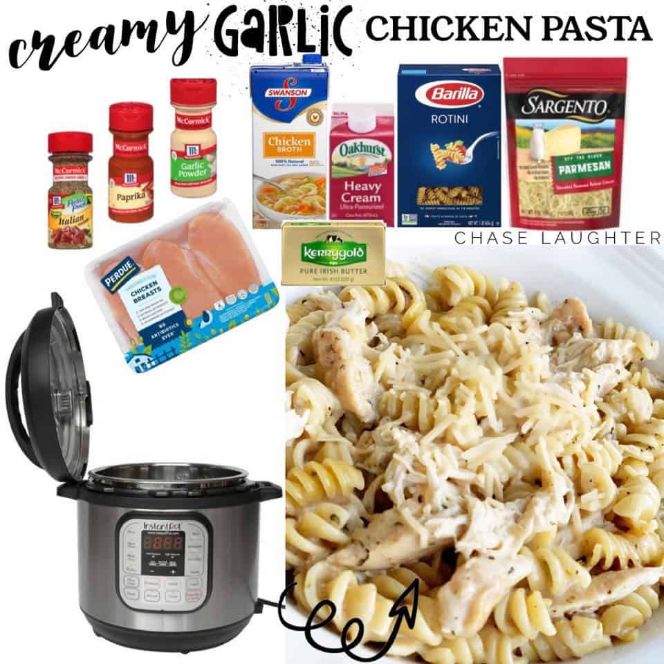 Instant Pot Creamy Garlic Chicken Pasta